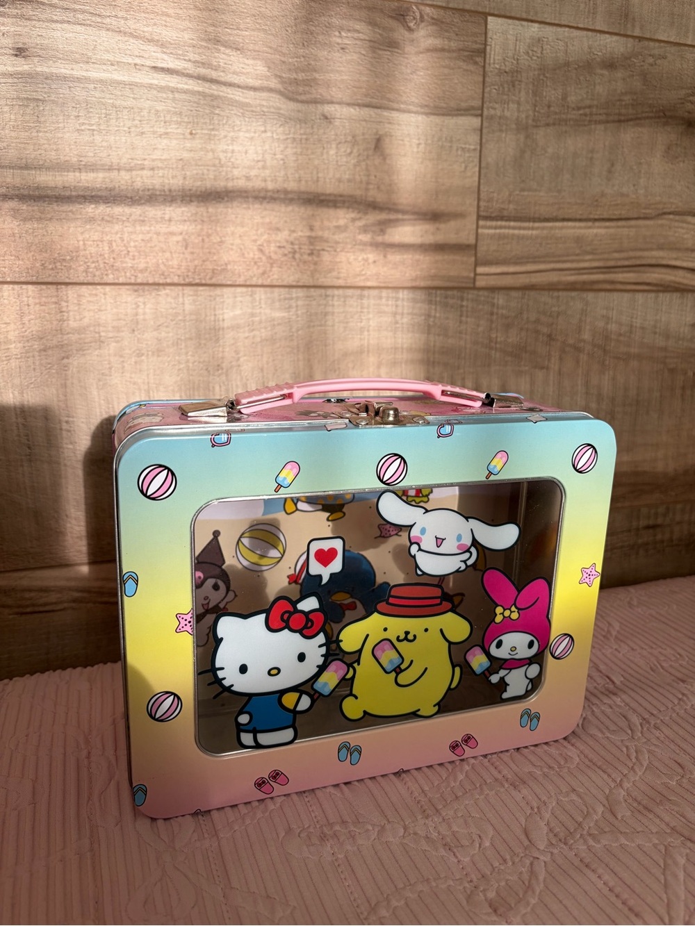 Sanrio Pastel Character Tin Carry Case - Pink/Blue
